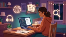 Student using AI study tools on a laptop with NotebookLM, ChatGPT, and Claude interfaces visible