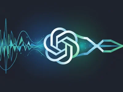 OpenAI acquires Weights.gg — audio waveform merging with OpenAI branding representing voice-cloning technology acquisition