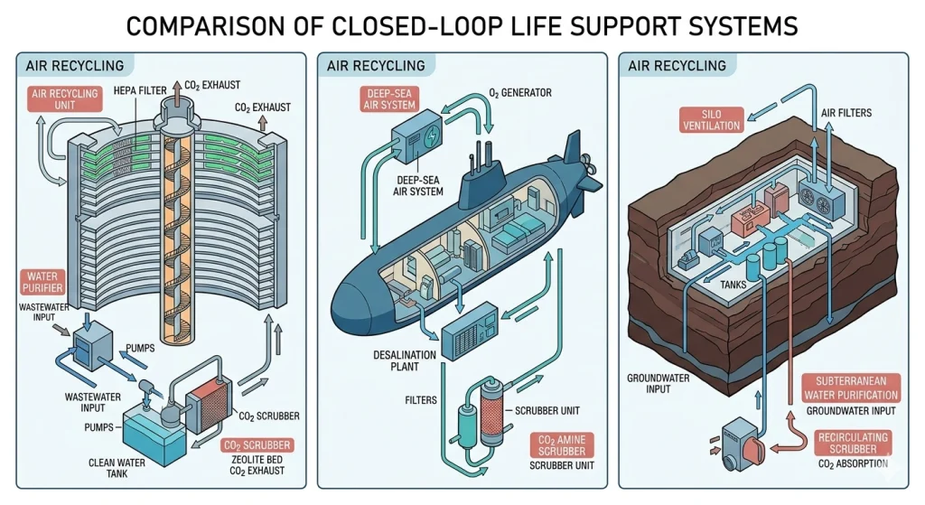 Comparison of close loop life air support systems