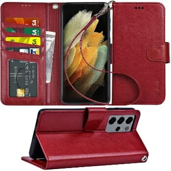 Arae Leather Wallet Case For Samsung Galaxy S21