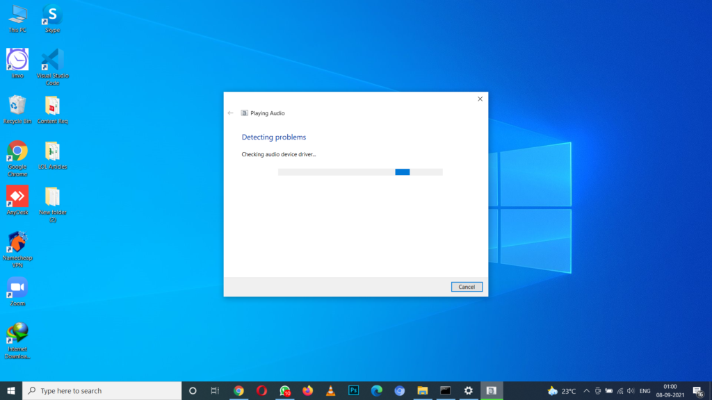 playing audio troubleshooter